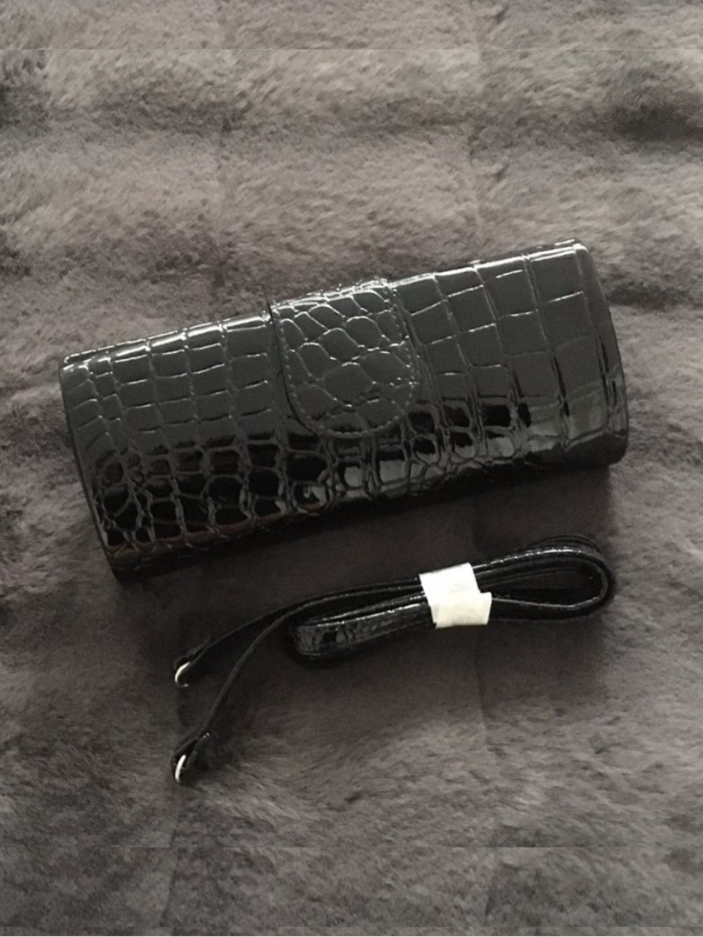 Nine West Black Reptile Print Purse or Clutch with Removable Strap - NWOT